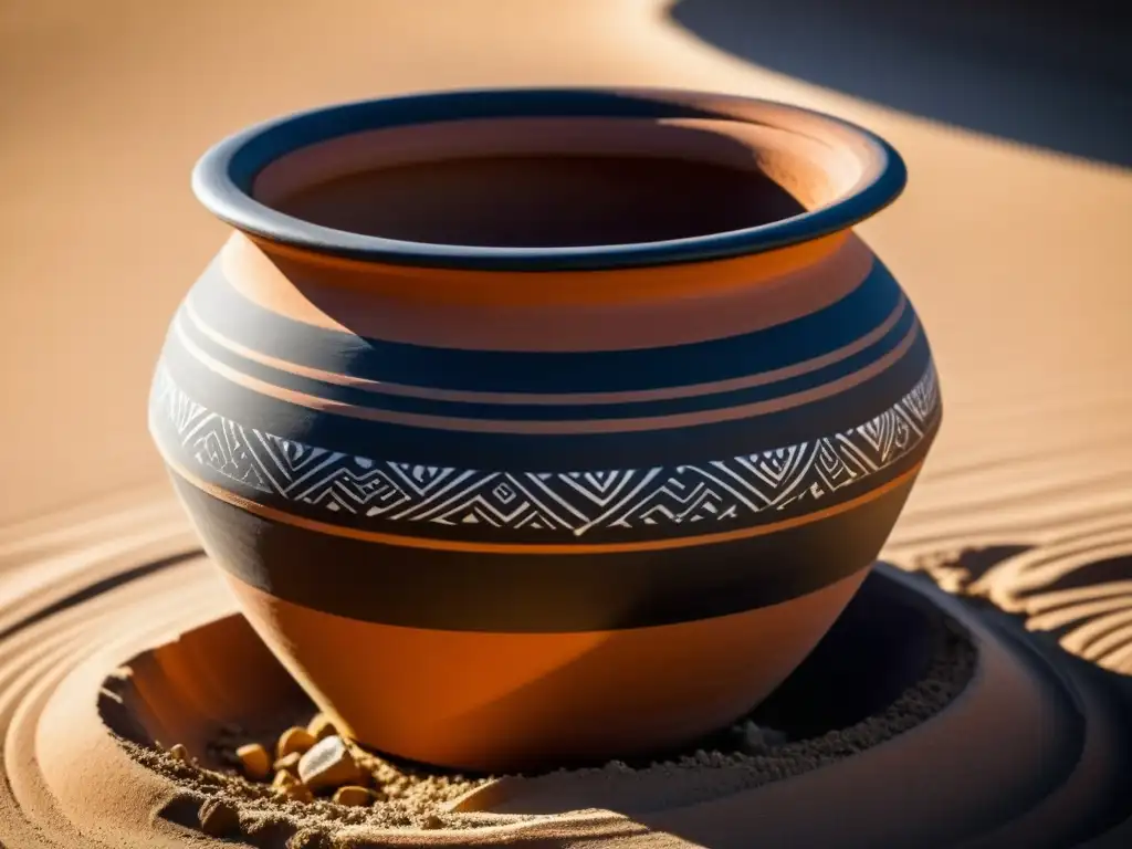 Antigua olla de barro para cocina solar, reflejando historia y artesanía bajo el sol