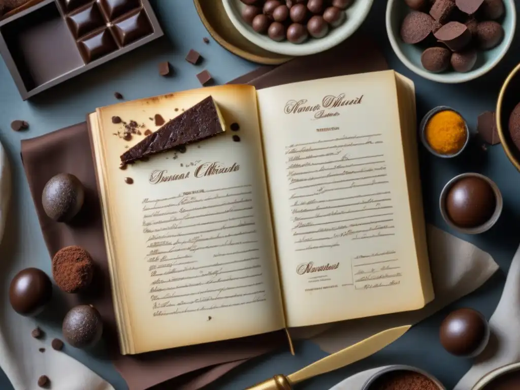 Una antigua receta de postre de chocolate en un libro de cocina americana del siglo XIX