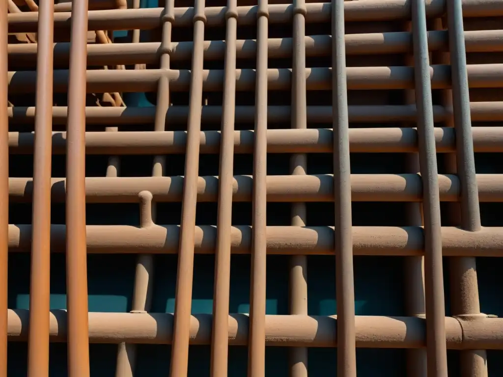 Antiguos métodos de conservación de agua con redes de terracota en detallada imagen de alta resolución