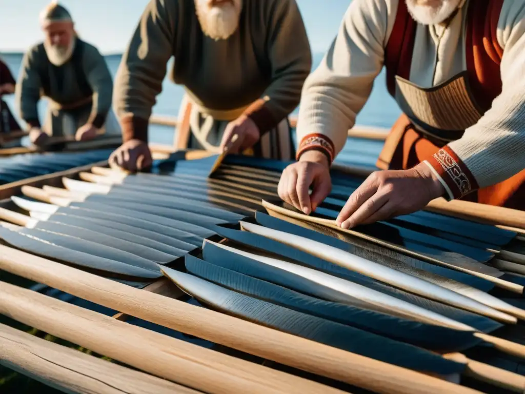 Antiguos nórdicos secando pescado bajo el sol: vestimenta tradicional y técnicas precisas