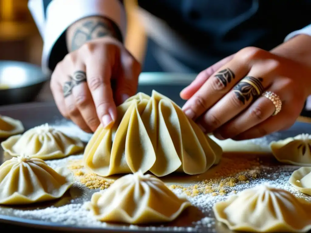 El arte culinario del Mantı: manos expertas crean con precisión los tradicionales dumplings otomanos