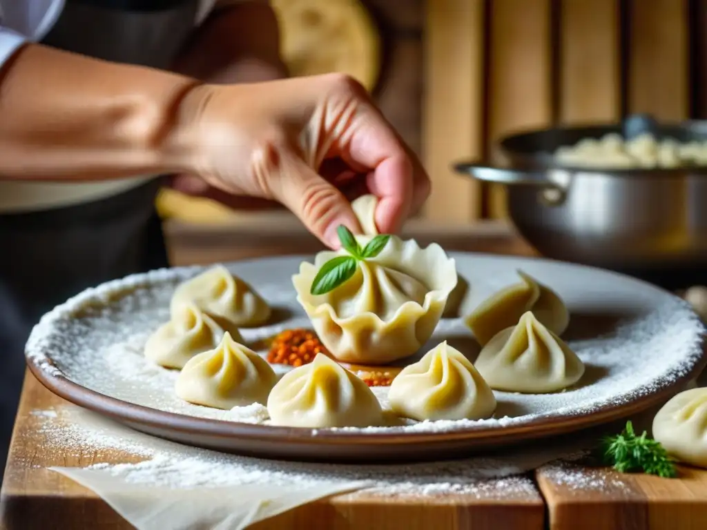 Preparación artesanal de pelmeni con influencia mongola en cocina rusa