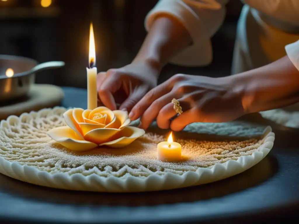 Artesano creando esculturas de azúcar en cocina renacentista: Mieles y azúcares gastronomía renacentista