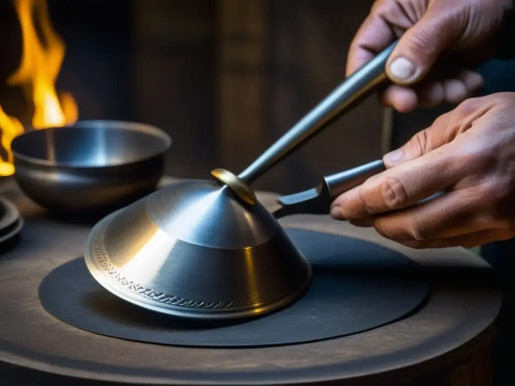 Un artesano hábil crea réplica de utensilio histórico, fusionando tradición e innovación para mejorar experiencia culinaria