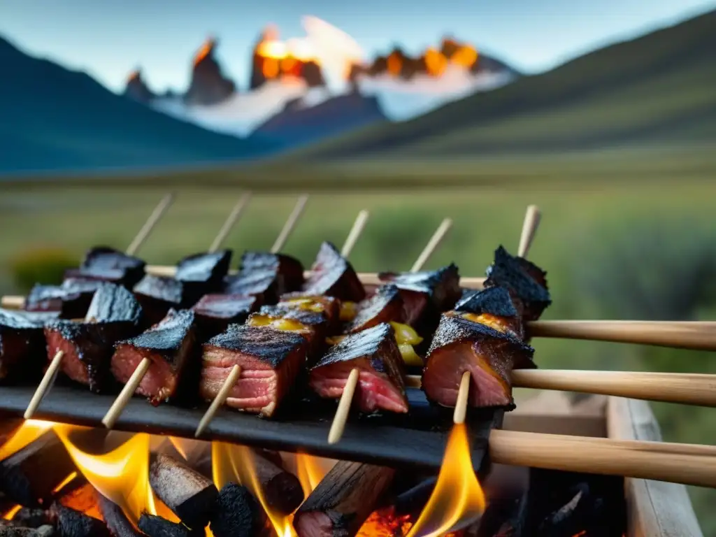 Un asado al palo en Patagonia, con carne suculenta y paisajes impresionantes