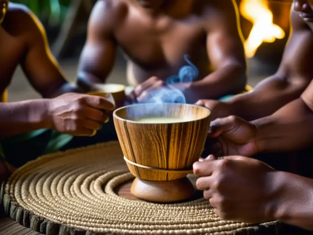 Celebración auténtica de la tradición del Kava entre indígenas del Pacífico, resaltando su rol social y espiritual