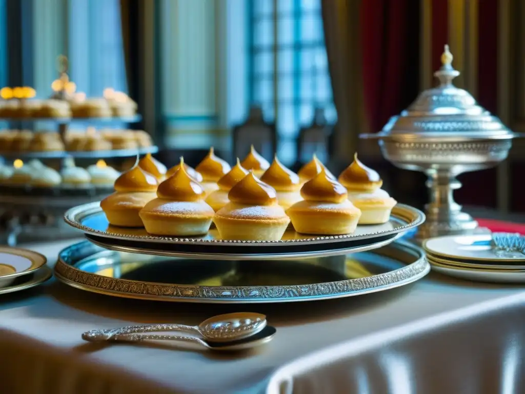 Una bandeja de plata repleta de exquisitos pasteles rusos en la opulenta Cocina Catalina Grande historia