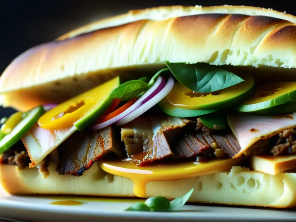 Un Bánh mì recién preparado con capas de ingredientes, mostrando la historia culinaria de IndoChina y el Sudeste Asiático