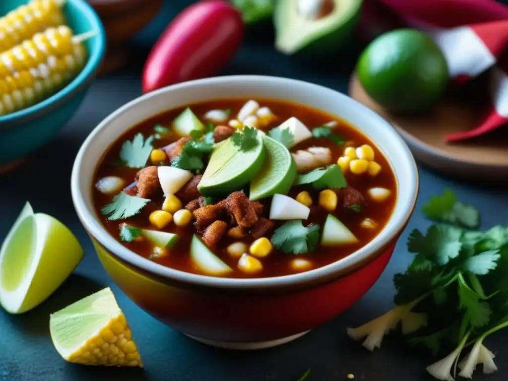 Bowl of pozole mexicano con historia del pozole en México