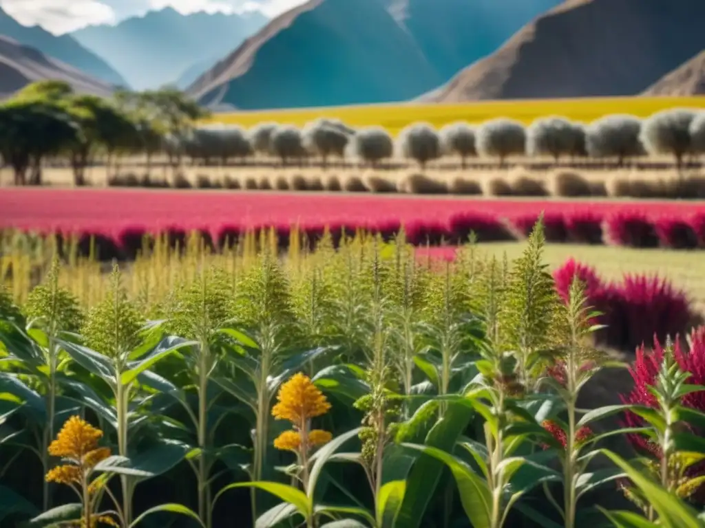 Campos de cultivo incas con quinoa y amaranto, super alimentos américas precolombinas