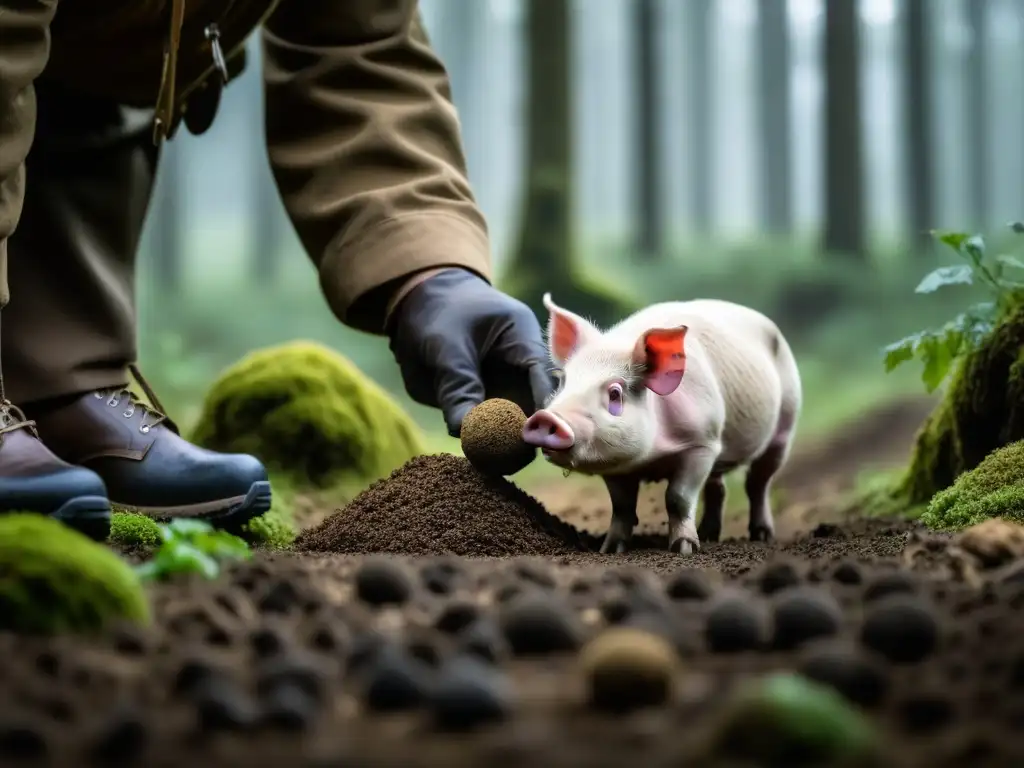 Un cazador de trufas y su cerdo descubren juntos un tesoro culinario en un bosque misterioso