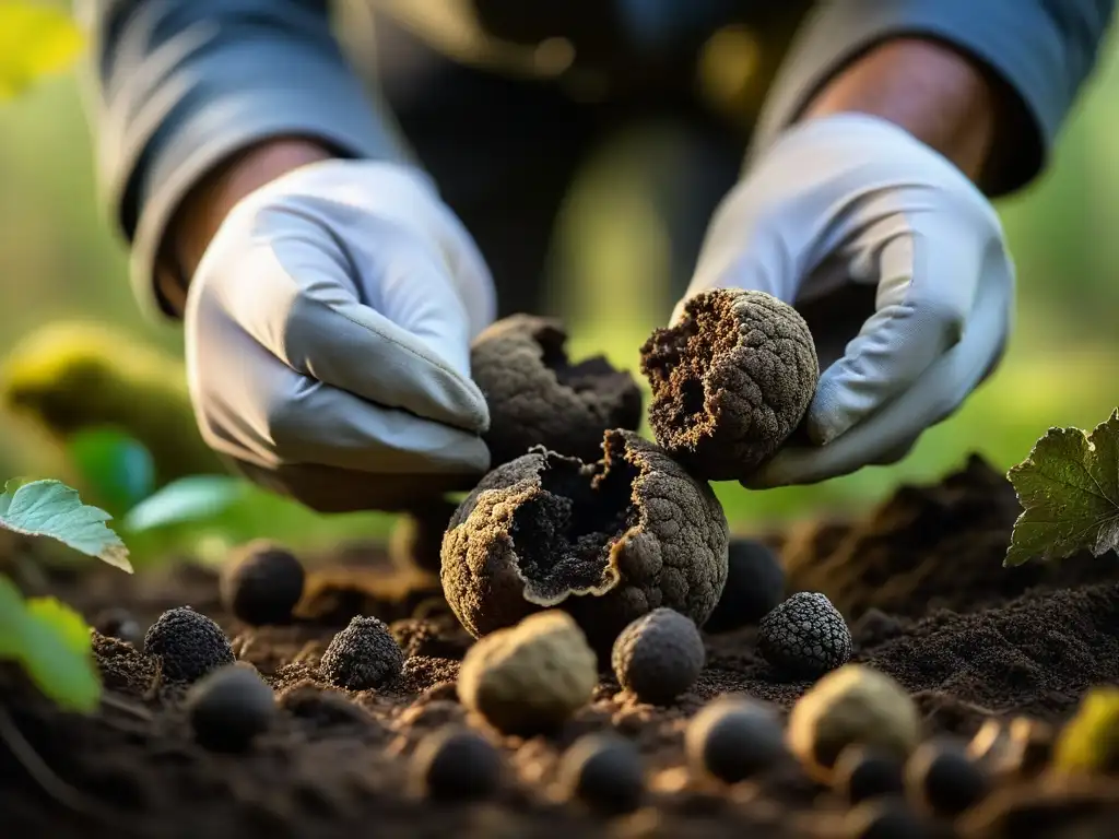 Un cazador de trufas descubre una rara y preciada trufa en el bosque