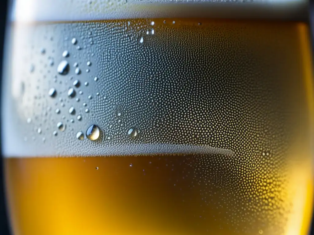 Deliciosa cerveza artesanal en vaso helado con burbujas y condensación Una cerveza artesanal con condensación en un vaso helado, enmarca una brújula de explorador antigua