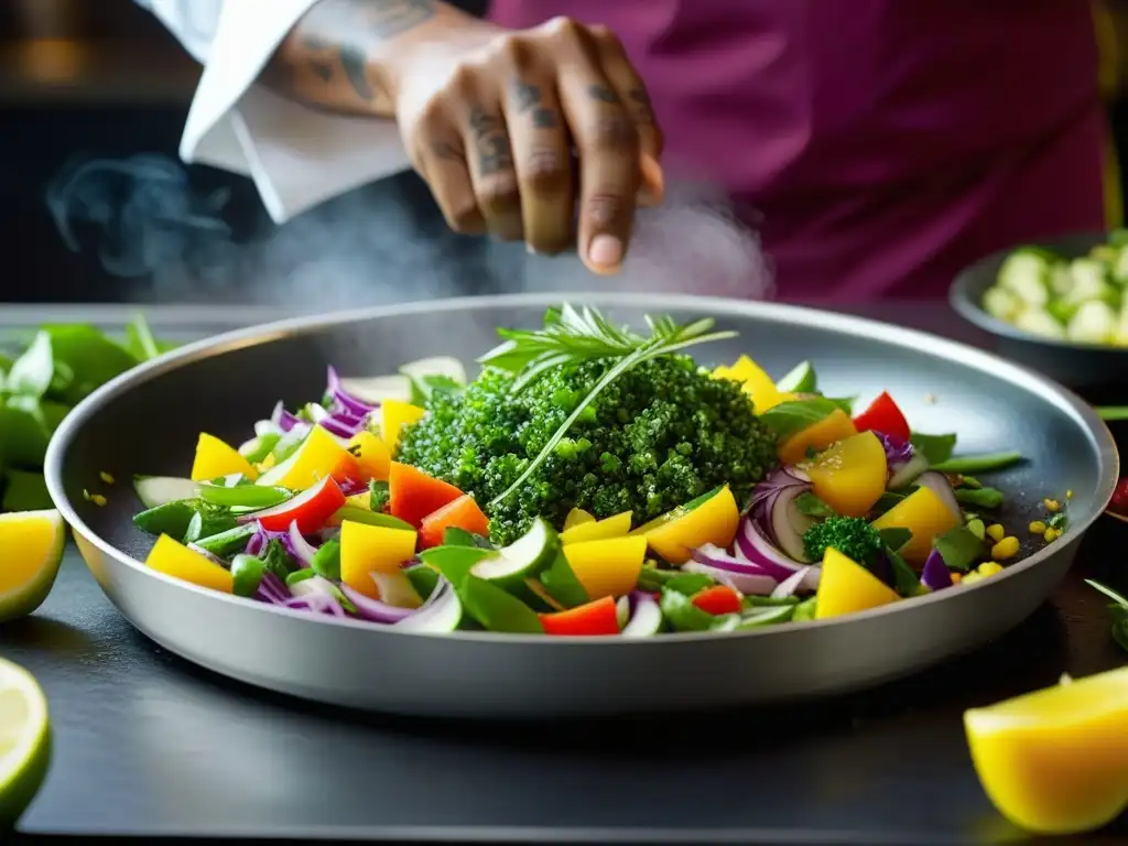 Un chef caribeño redefine la cocina americana al sazonar con pasión y creatividad un plato colorido