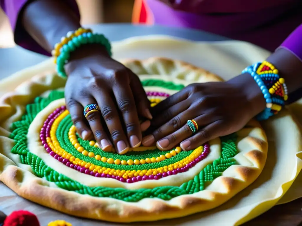 Un chef hábil enrolla con destreza una masa tradicional africana, fusionando influencias coloniales en postres africanos