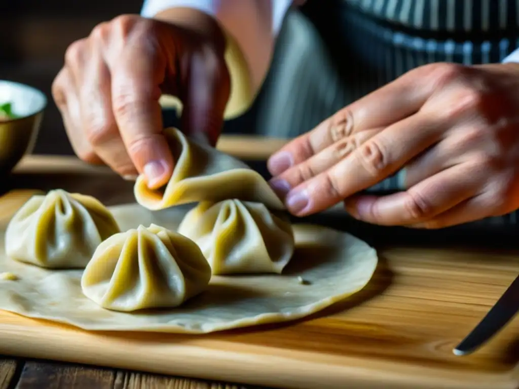 Chef experto preparando buuz mongoles en la India con destreza y tradición culinaria