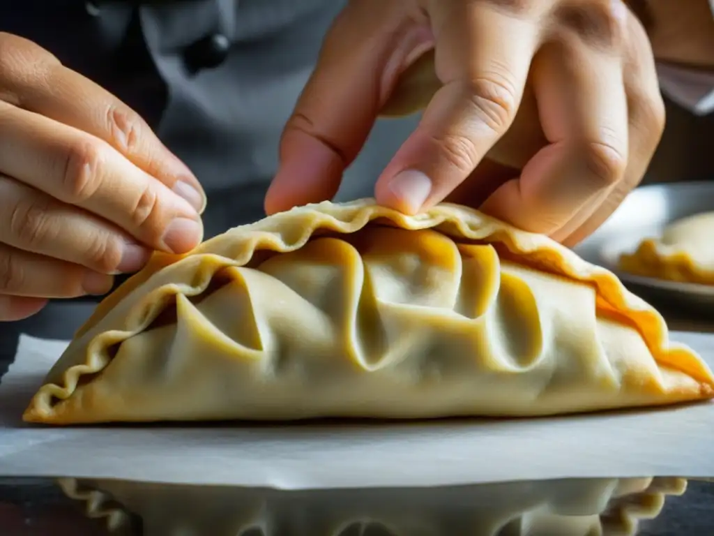 Un chef experto creando empanadas con técnicas innovadoras