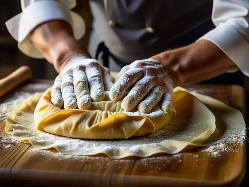 Un chef experto en un festival gastronómico en Samarcanda, despliega recetas históricas con destreza, creando cultura en cada capa de masa de hojaldre