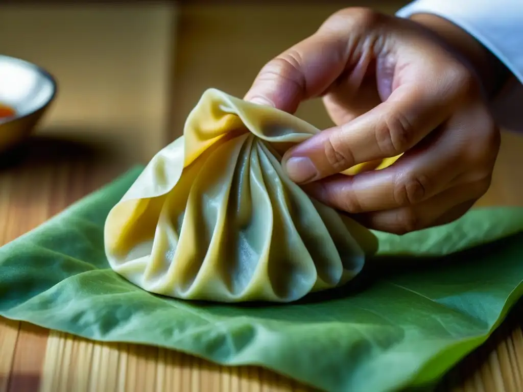 Un chef experto fusiona influencias asiáticas en cocina europea al crear un delicioso dumpling