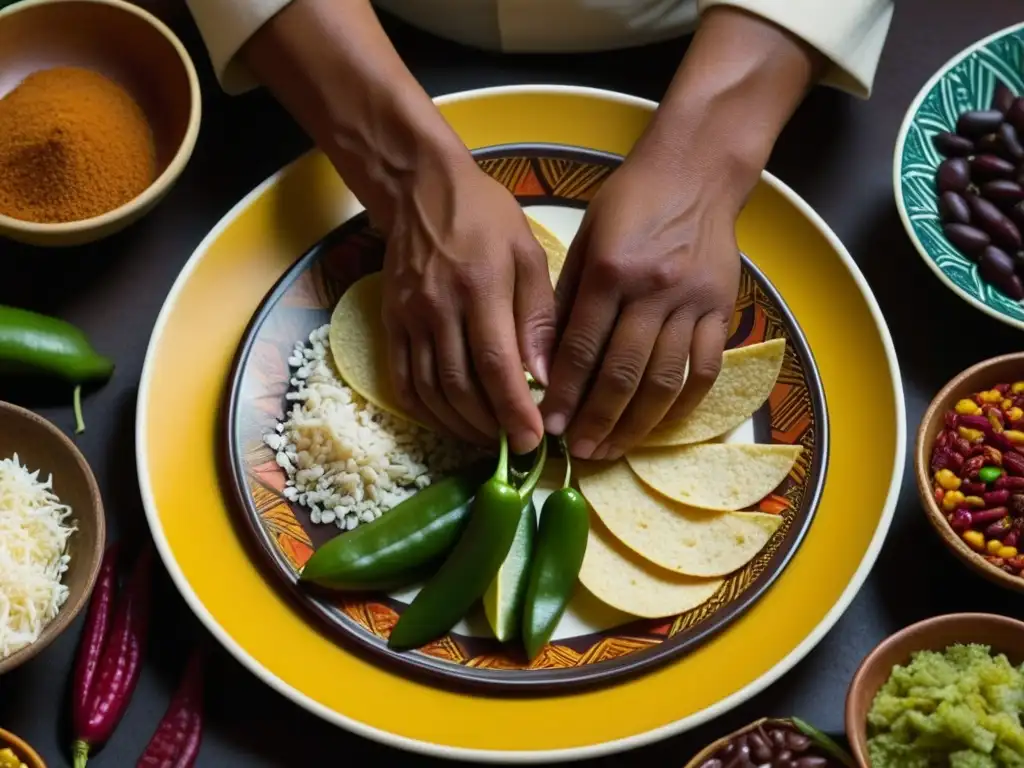 Un chef experto organiza ingredientes vibrantes de la cocina prehispánica en Mesoamérica