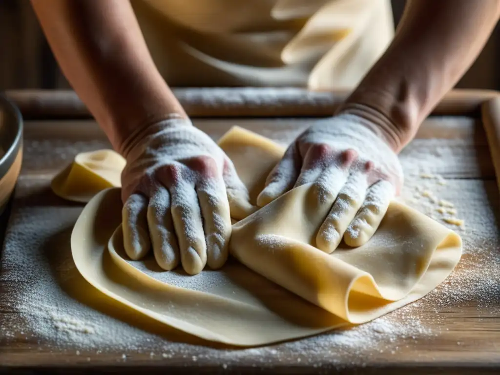 Un chef experto elabora pasta artesanal, mostrando la preparación de recetas históricas de diversas culturas