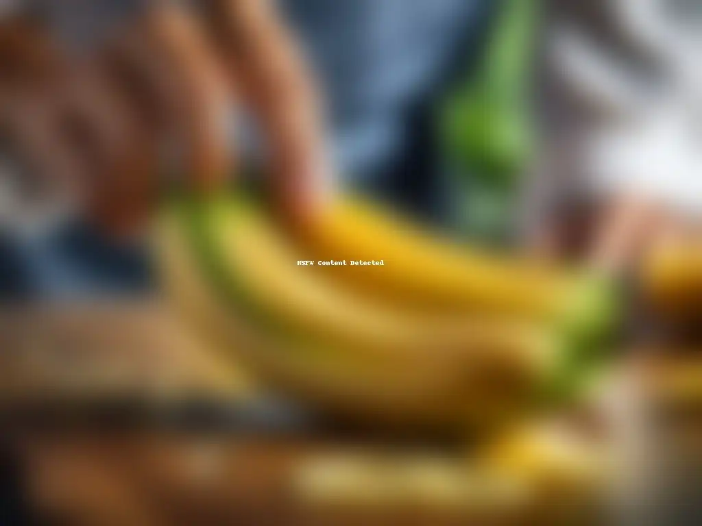 Un chef experto pela un plátano maduro, revelando su textura dorada y contrastes