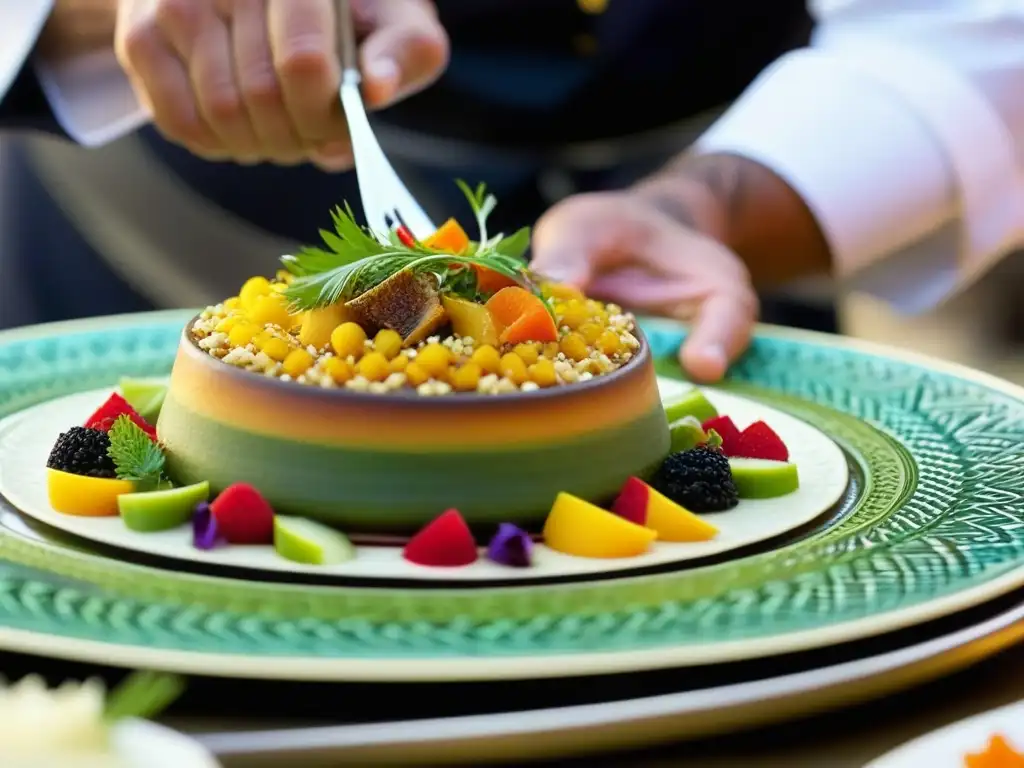 Un chef experto finaliza un plato vibrante en el Festival de Alhambra