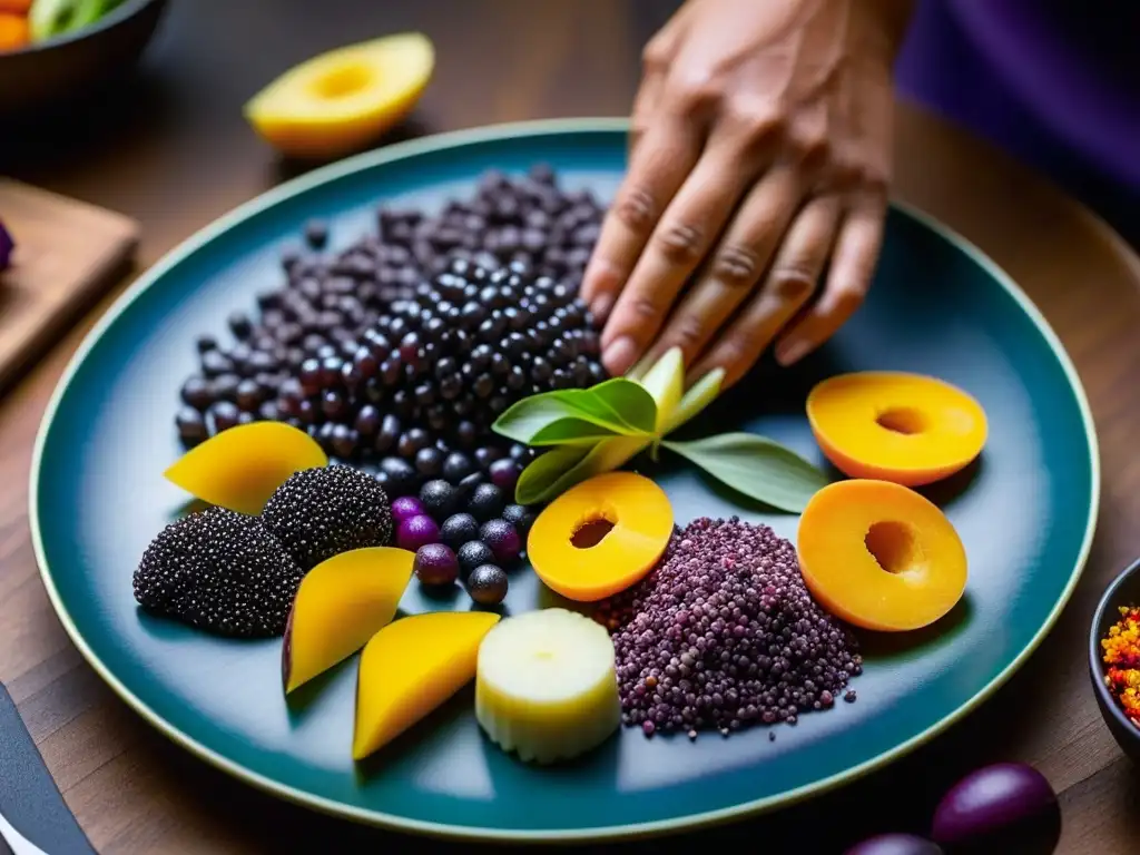 Chef experto reinterpretando platos Andinos con historia usando ingredientes vibrantes y técnicas contemporáneas