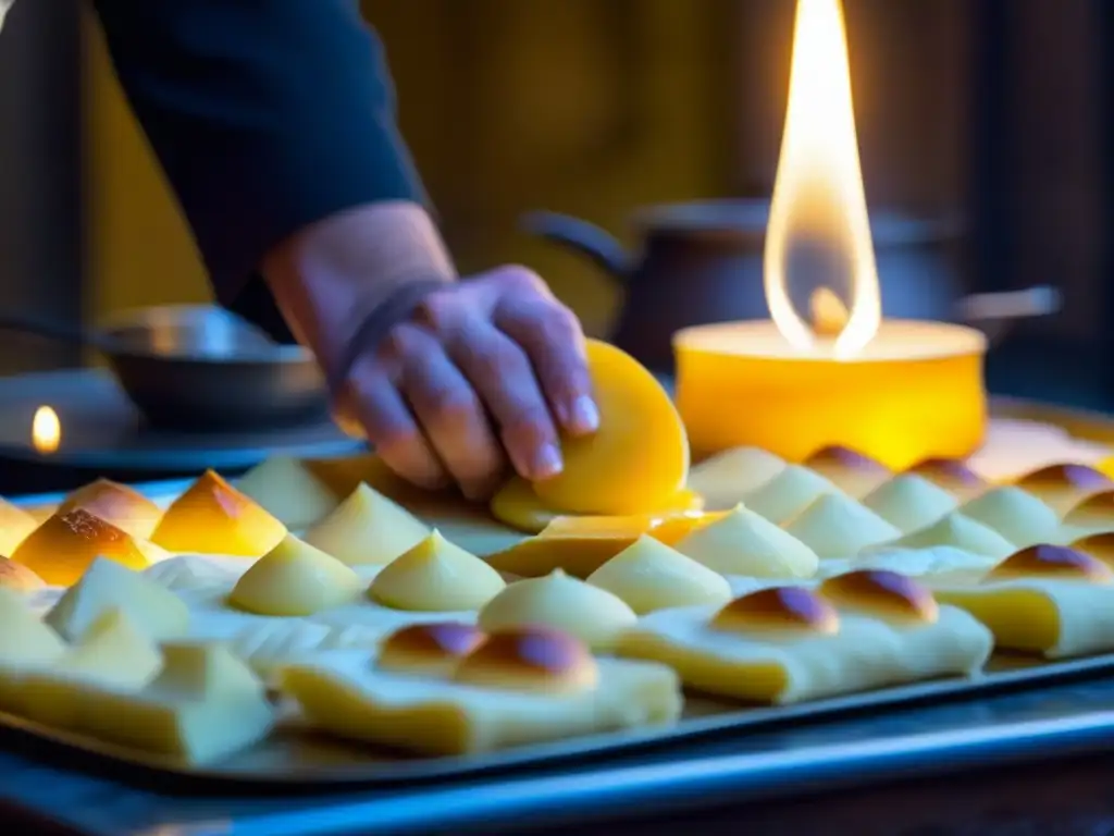 Un chef experto elabora postres lácteos otomanos en una cocina histórica, destacando la preparación meticulosa y el encanto nostálgico