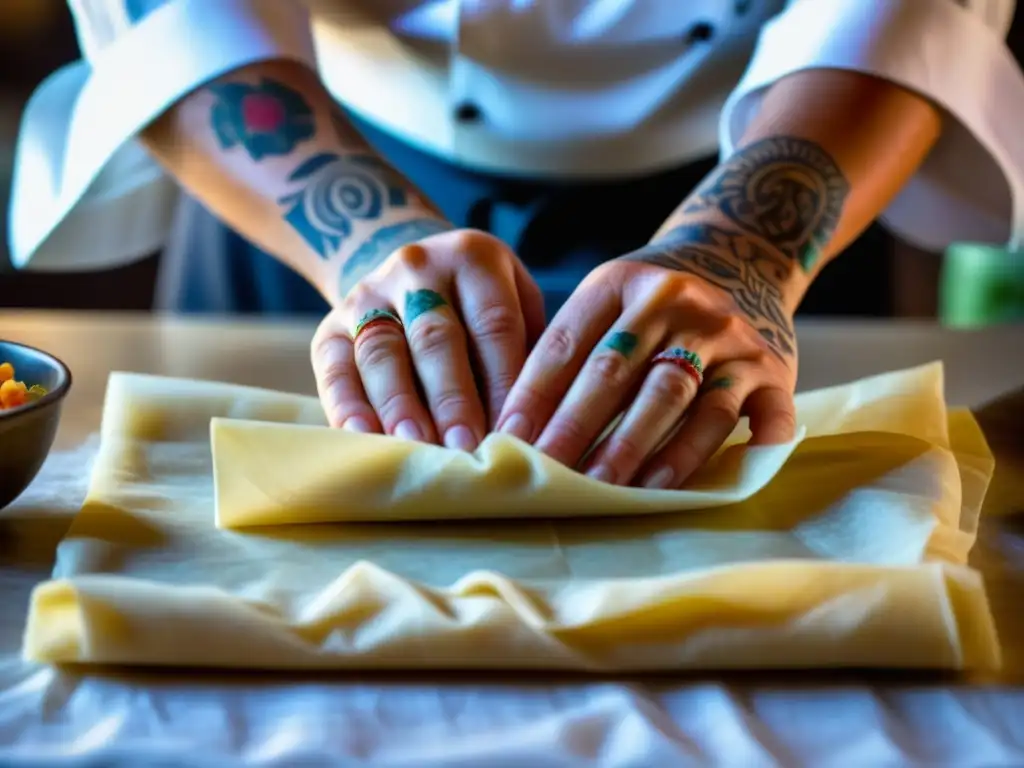 Chef experto fusiona recetas históricas culturas épocas relevancia en masa phyllo casera