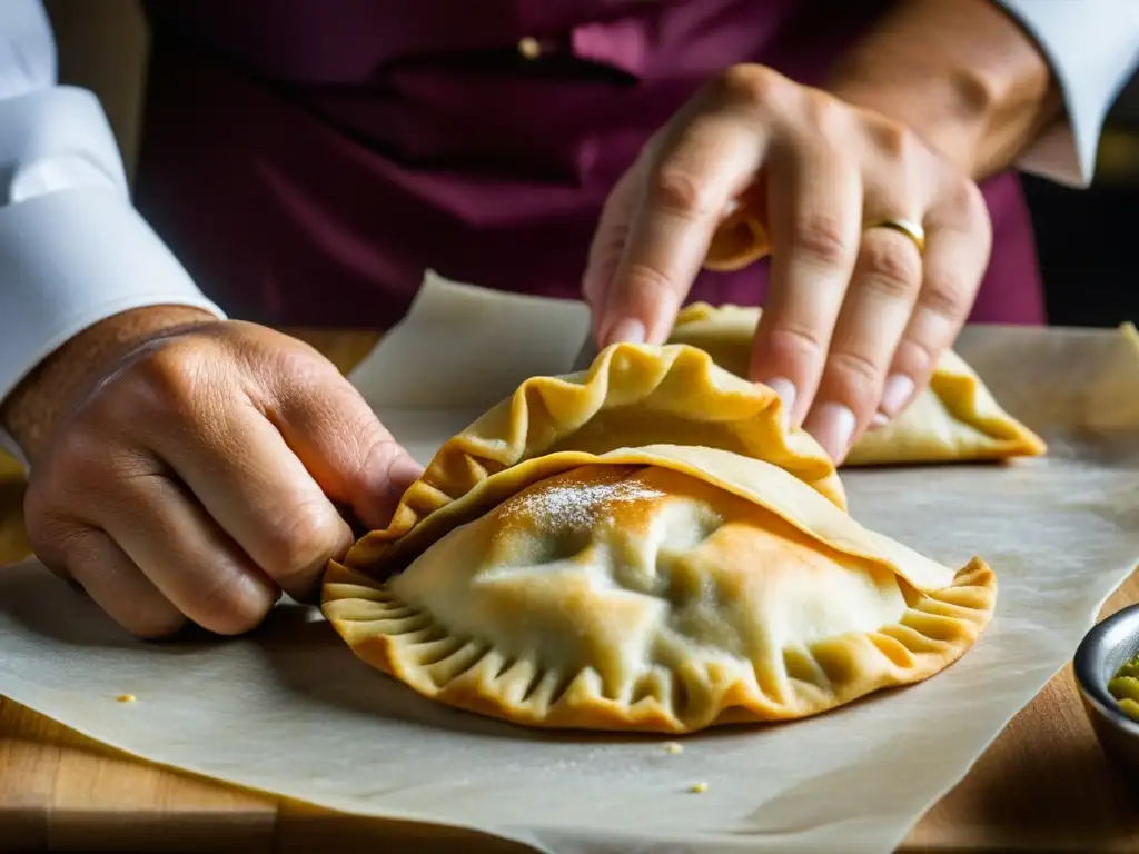 Un chef experto fusiona técnicas culinarias europeas en Sudamérica al preparar empanadas tradicionales argentinas