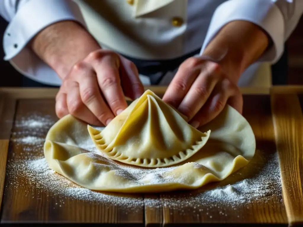 Un chef experto en gastronomía de Europa del Este, pliega con precisión pierogi, mostrando la tradición culinaria y la disidencia soviética