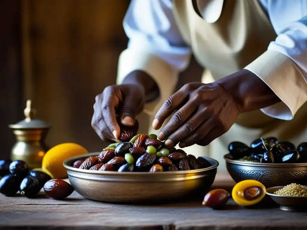 Un chef habilidoso preserva ingredientes tradicionales con técnicas ancestrales, destacando la conservación de alimentos en cocinas históricas