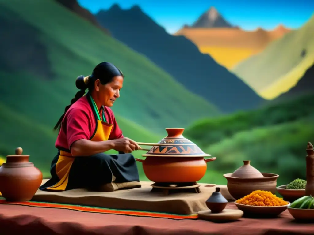 Chef Inca realiza técnicas culinarias enterramiento Incas en majestuoso escenario montañoso