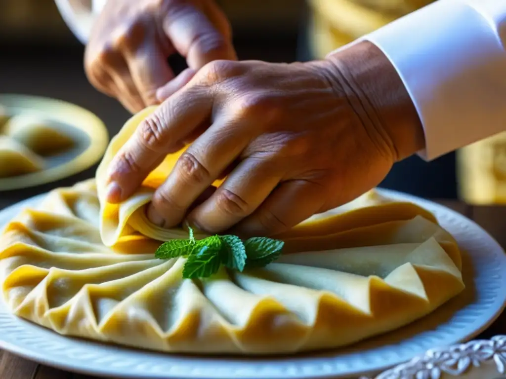 Un chef otomano moldea delicada masa de baklava en el Festival Cumalıkızık