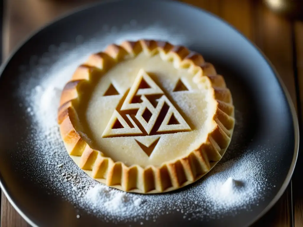 Un chef pastelero moderno elaborando un postre vikingo tradicional, con detalles nórdicos y utensilios antiguos, fusionando historia y cocina