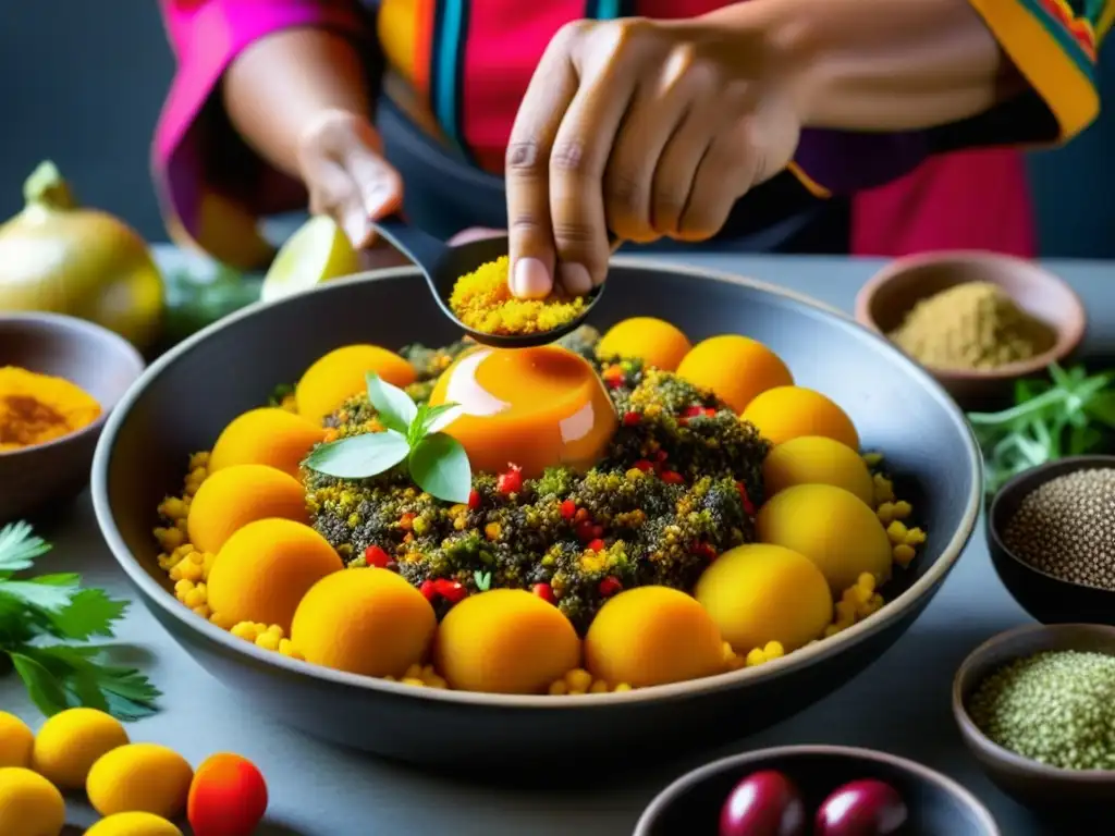 Un chef peruano fusiona ingredientes peruanos con asiáticos en un molcajete