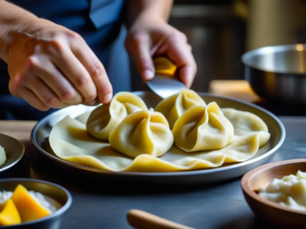Un chef moldea pierogies en cocina con platos emblemáticos Europa Este Guerra Fría