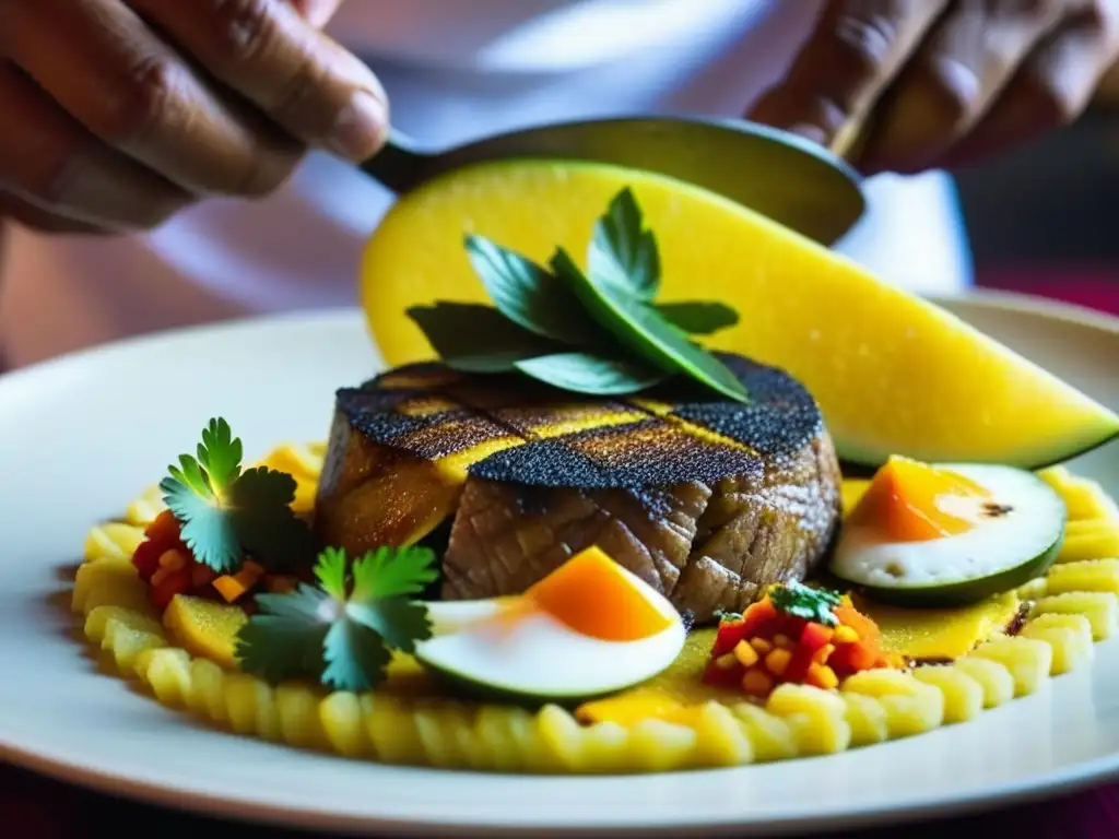 Chef preparando plato peruano con dedicación en el Festival Machu Picchu