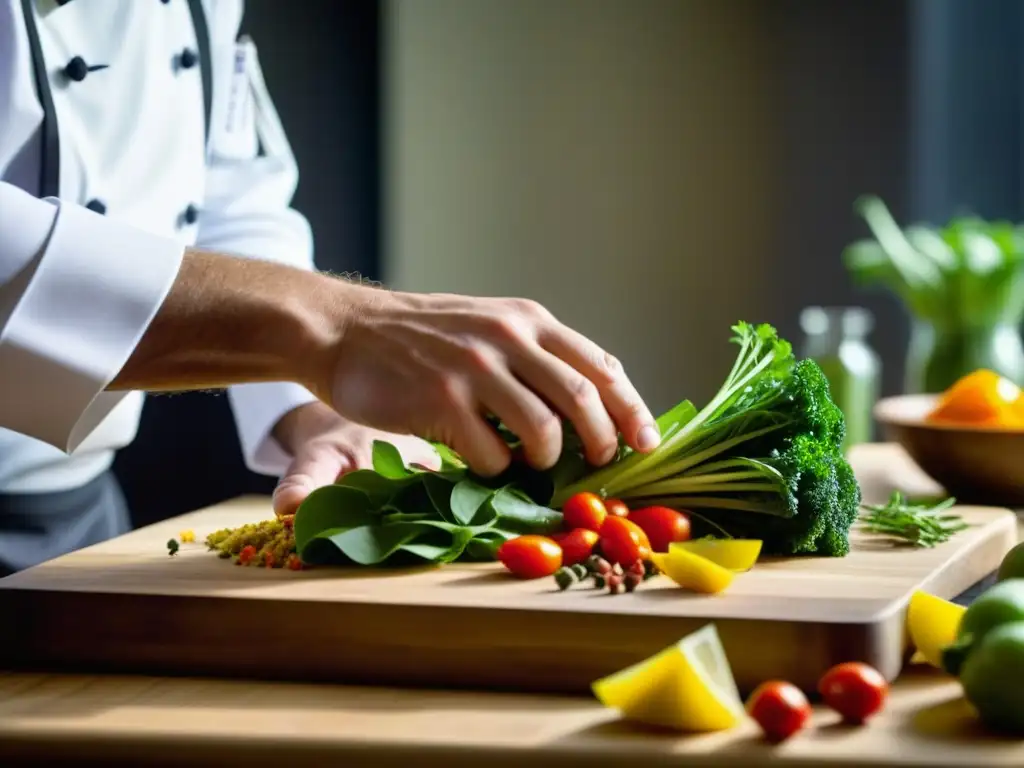 Un chef hábil elaborando un plato renacentista italiano en una cocina moderna, destacando la influencia gastronómica del Renacimiento