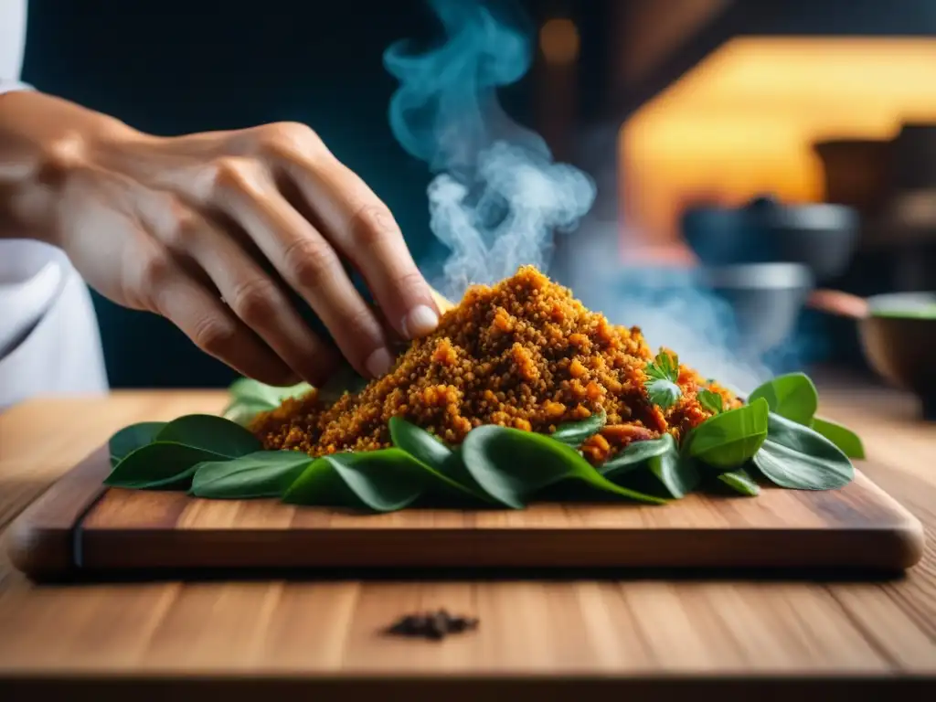 Un chef preparando un plato sudeste asiático con ingredientes históricos