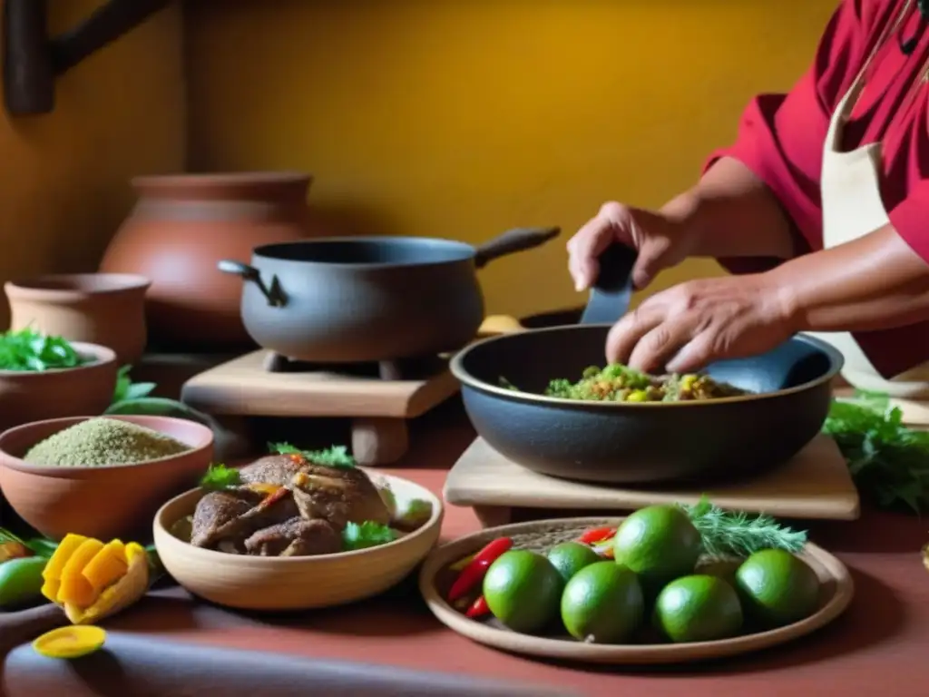 Chef prehispánico preparando guajolotes con recetas históricas carnes prehispánicas preparación