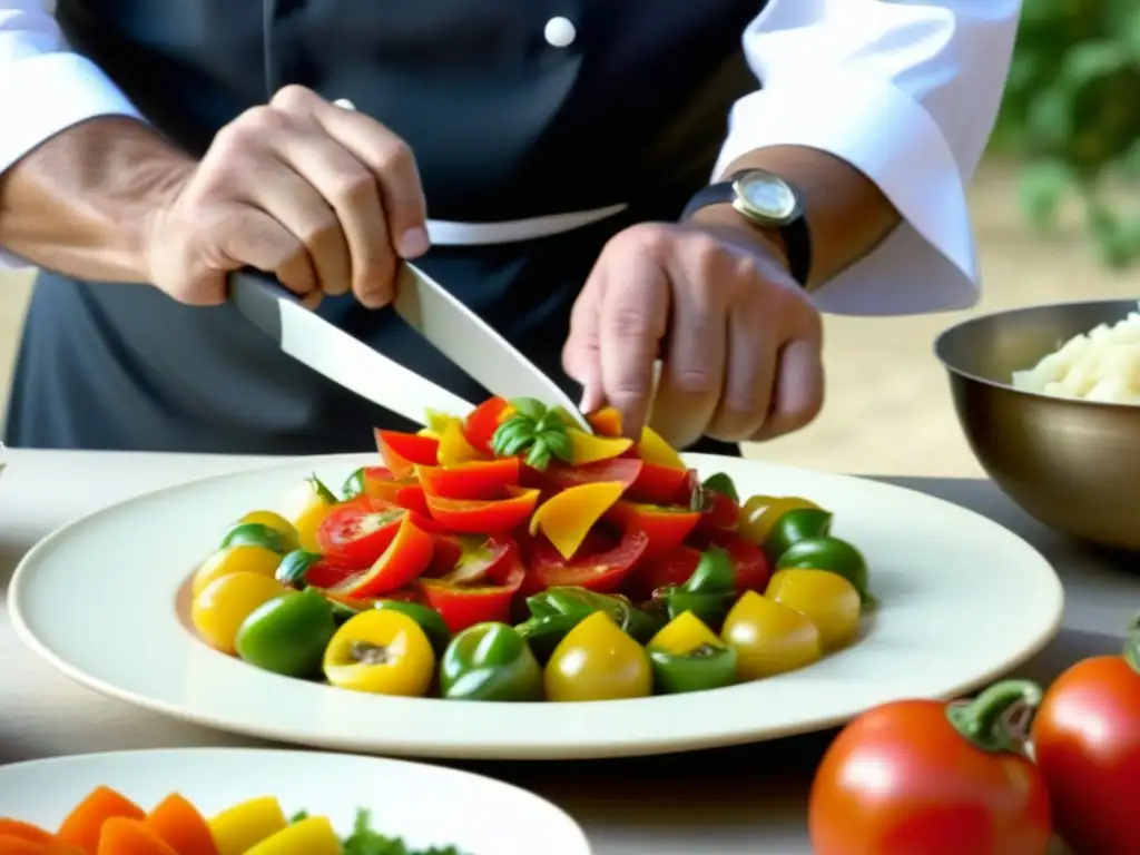 Chef preparando receta histórica época oro española en Festival Gastronómico de El Escorial