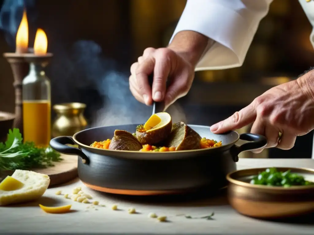 Un chef preparando Recetas históricas época oro española con detalle y pasión