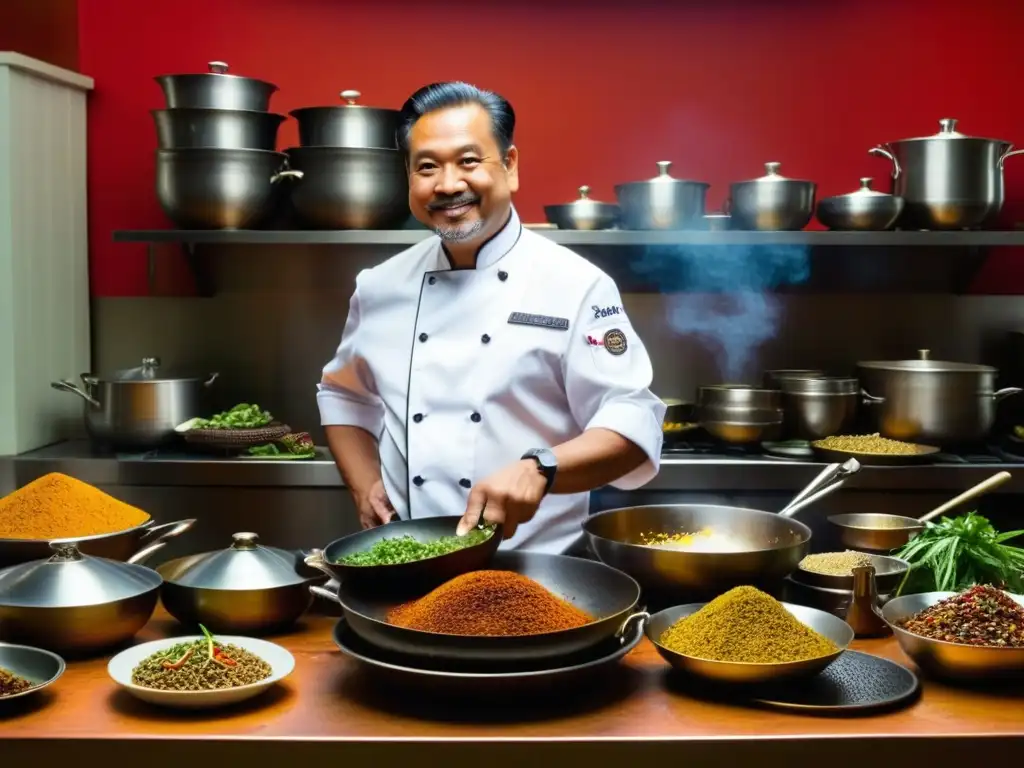 Un chef renombrado en una bulliciosa cocina de IndoChina fusiona recetas históricas con técnicas modernas