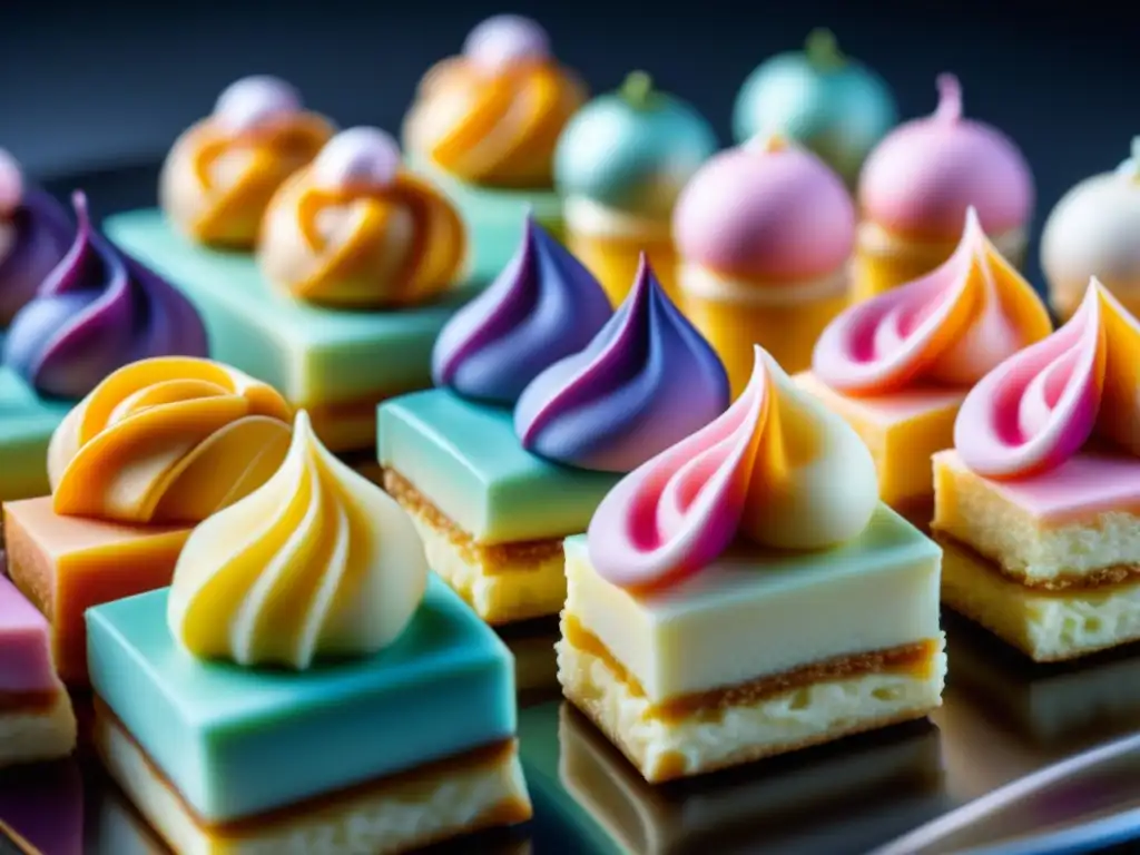 El chef repostero francés crea petit fours con precisión y arte pastel en detalle