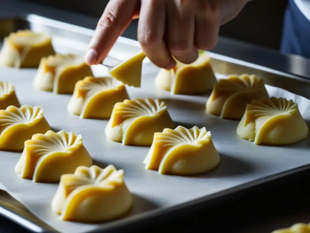 El chef repostero francés crea con destreza las madalenas en un ambiente tradicional