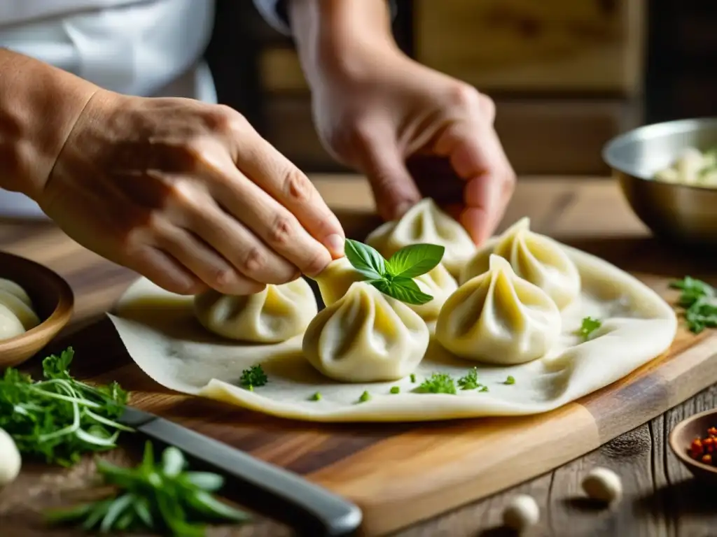 Un chef ruso experto fusiona influencias extranjeras en la cocina, creando pelmeni con destreza