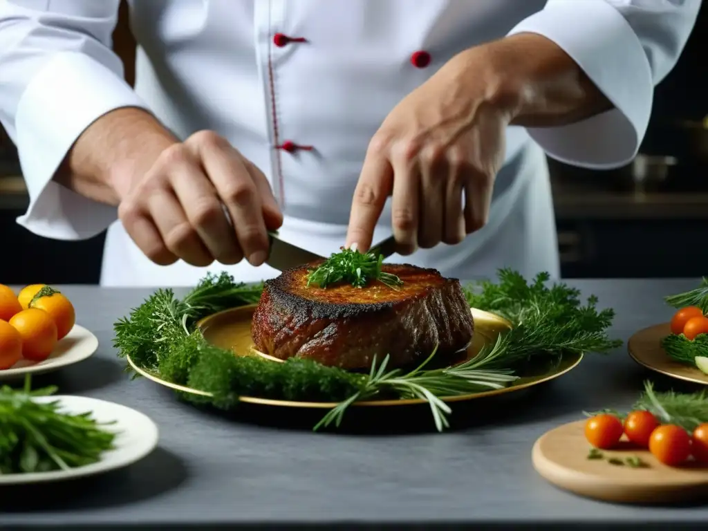 Un chef ruso preparando recetas francesas adaptadas en Rusia con maestría y dedicación