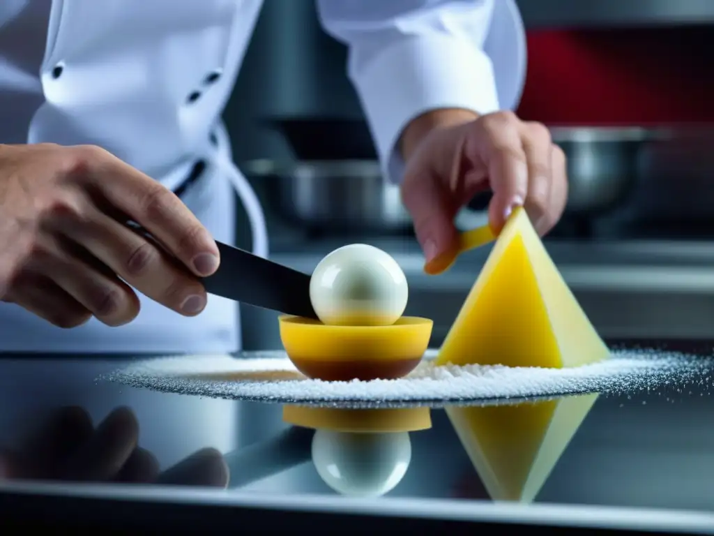 Un chef usando tecnología de vanguardia para crear una innovadora receta en la cocina europea, simbolizando el impacto de las nuevas tecnologías en la gastronomía